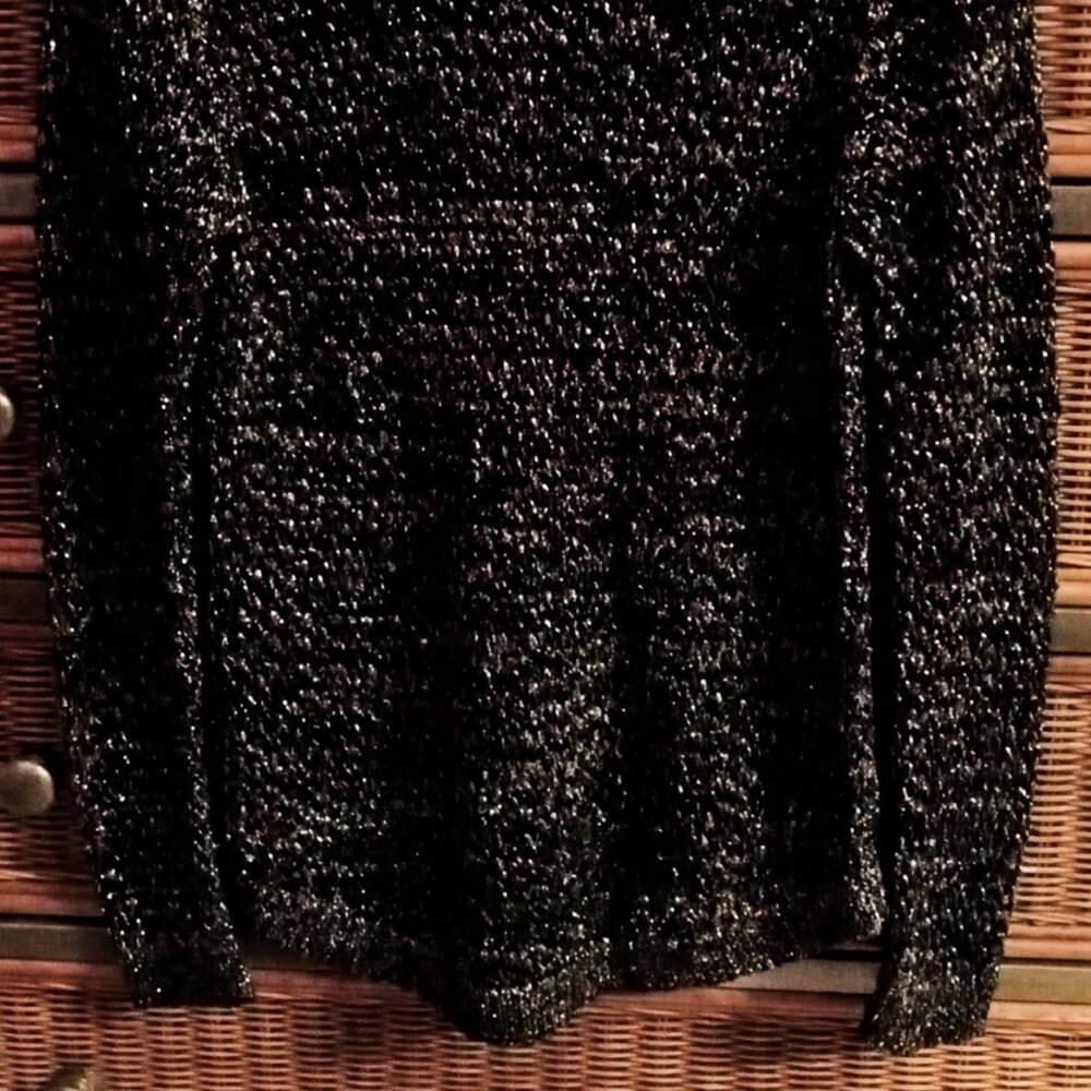 ⚡FINAL SALE⚡ APT 9 Black & Silver Metallic Knit Long Sleeve Sparkly Sweater - Picture 7 of 8